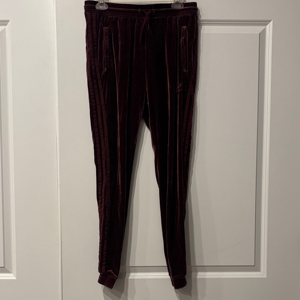Adidas Wonens  Burgundy velour pants sz med